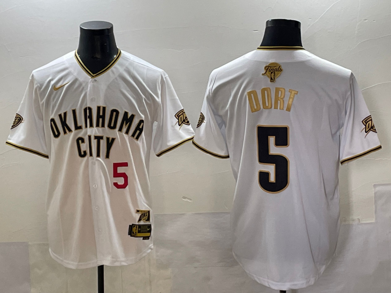 Men 2025 Oklahoma City Thunder #5 Dort white Nike Joint Name NBA Jersey style 30